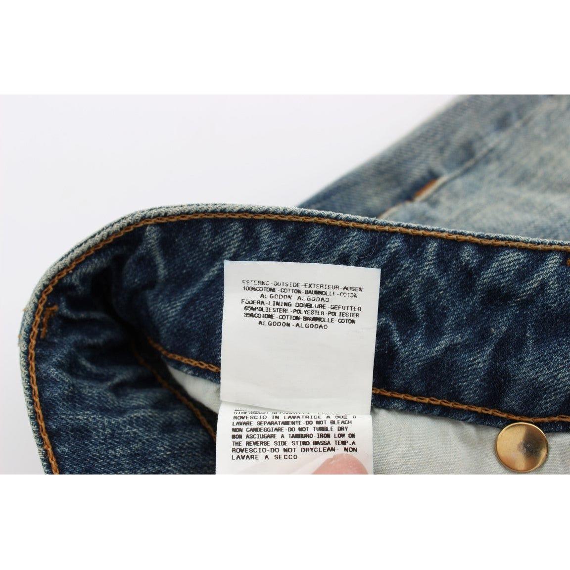 Cavalli Blue Cotton Low Waist Jeans Jeans & Pants