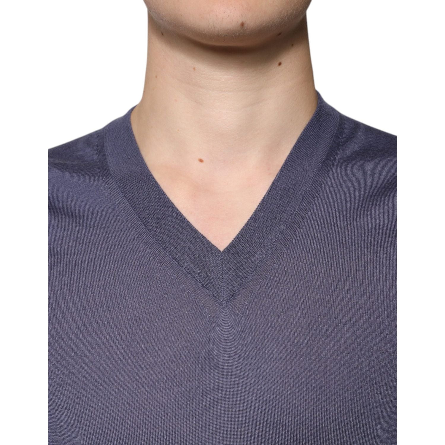 Dolce & Gabbana Gray Cashmere V-neck Men Pullover Sweater