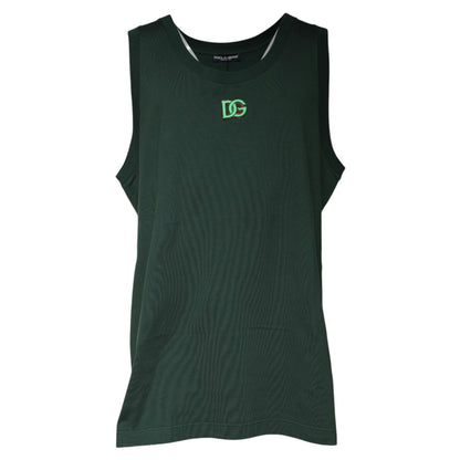 Dolce & Gabbana Green DG Sleeveless Round Neck Tank T-shirt