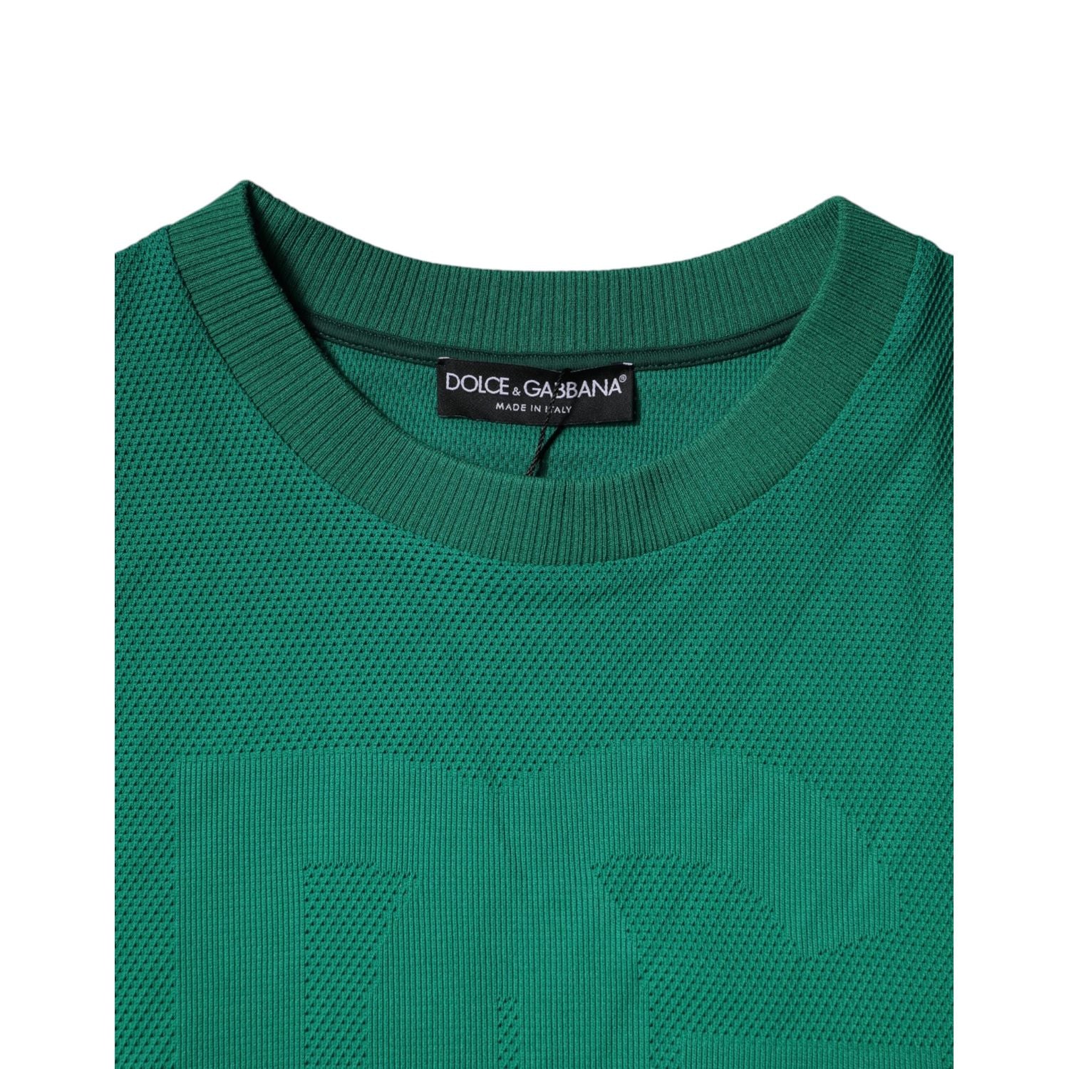 Dolce & Gabbana Green Logo Nylon Crew Neck Pullover Sweater