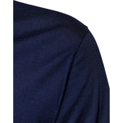 Dolce & Gabbana Navy Blue Cashmere V-neck Pullover Sweater