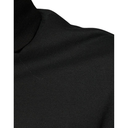 Dolce & Gabbana Black Logo Print Collared Cotton Polo T-shirt