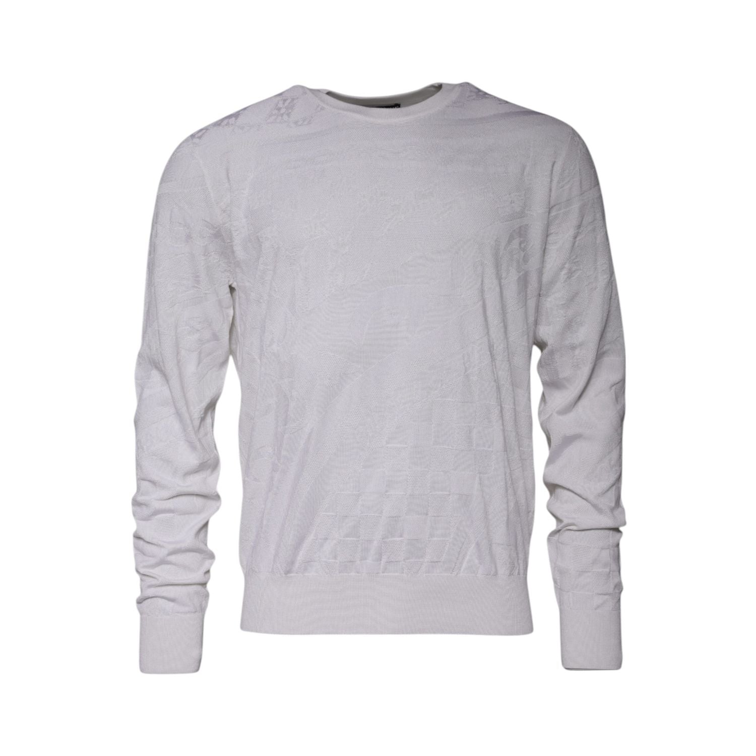 Dolce & Gabbana White Silk Crew Neck Men Pullover Sweater