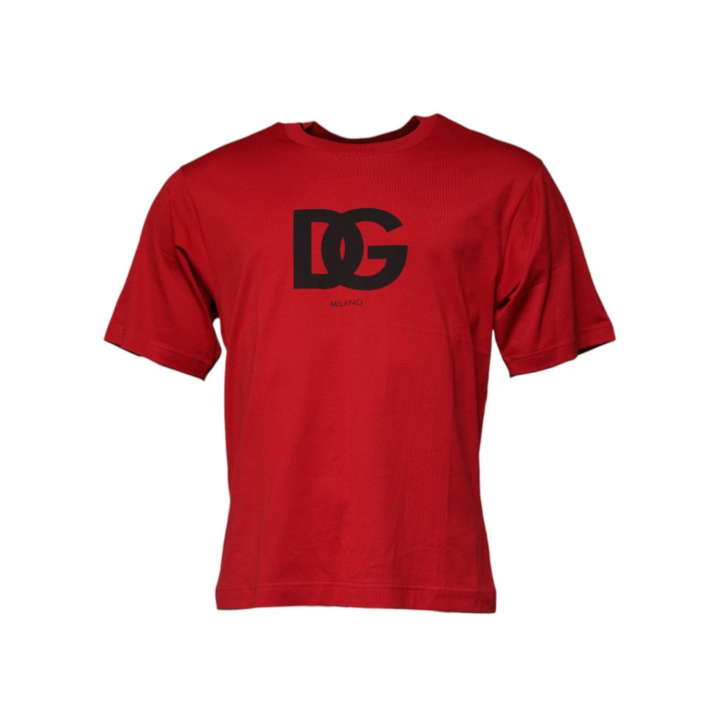 Dolce & Gabbana Red Logo Print Cotton Crew Neck T-shirt