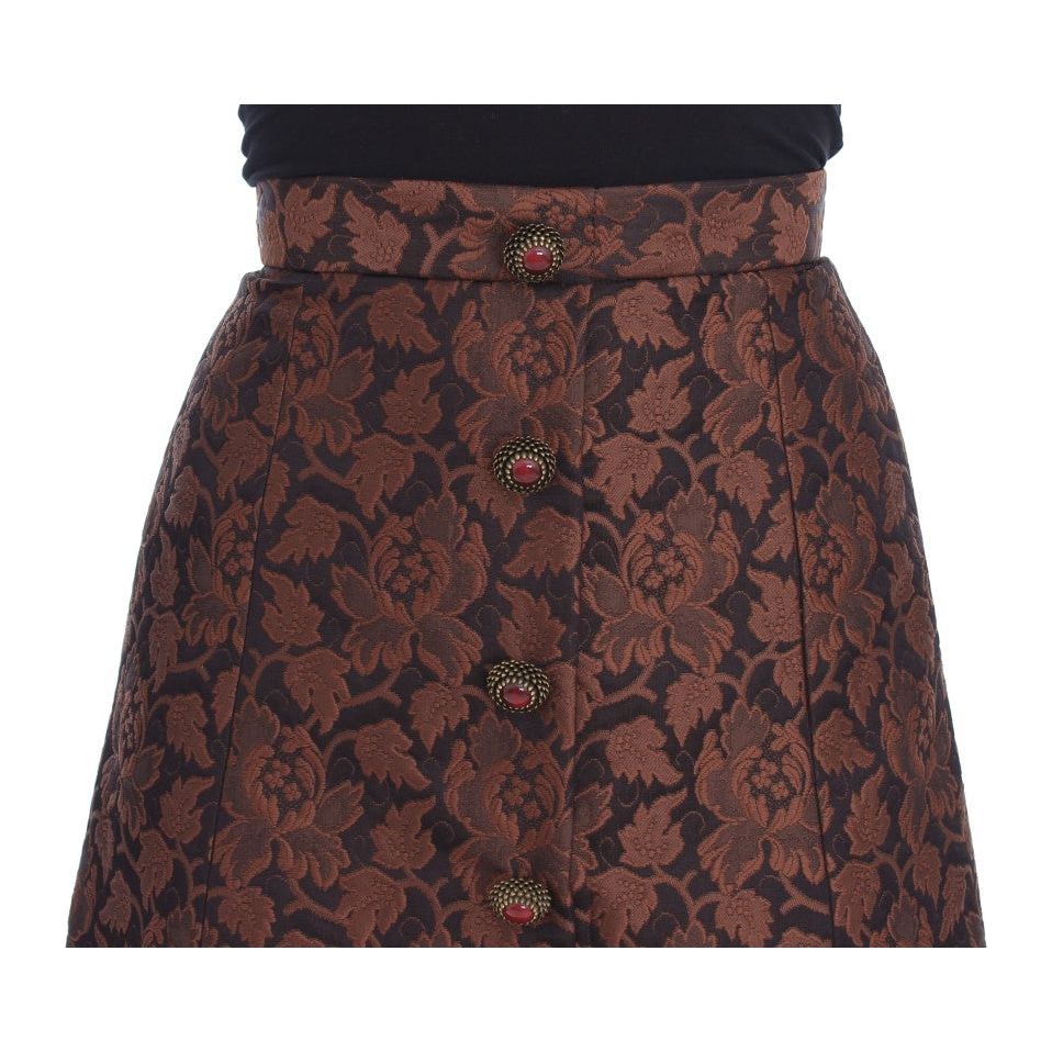 Dolce & Gabbana Elegant Brocade Bubble Skirt brown-floral-brocade-mini-bubble-skirt
