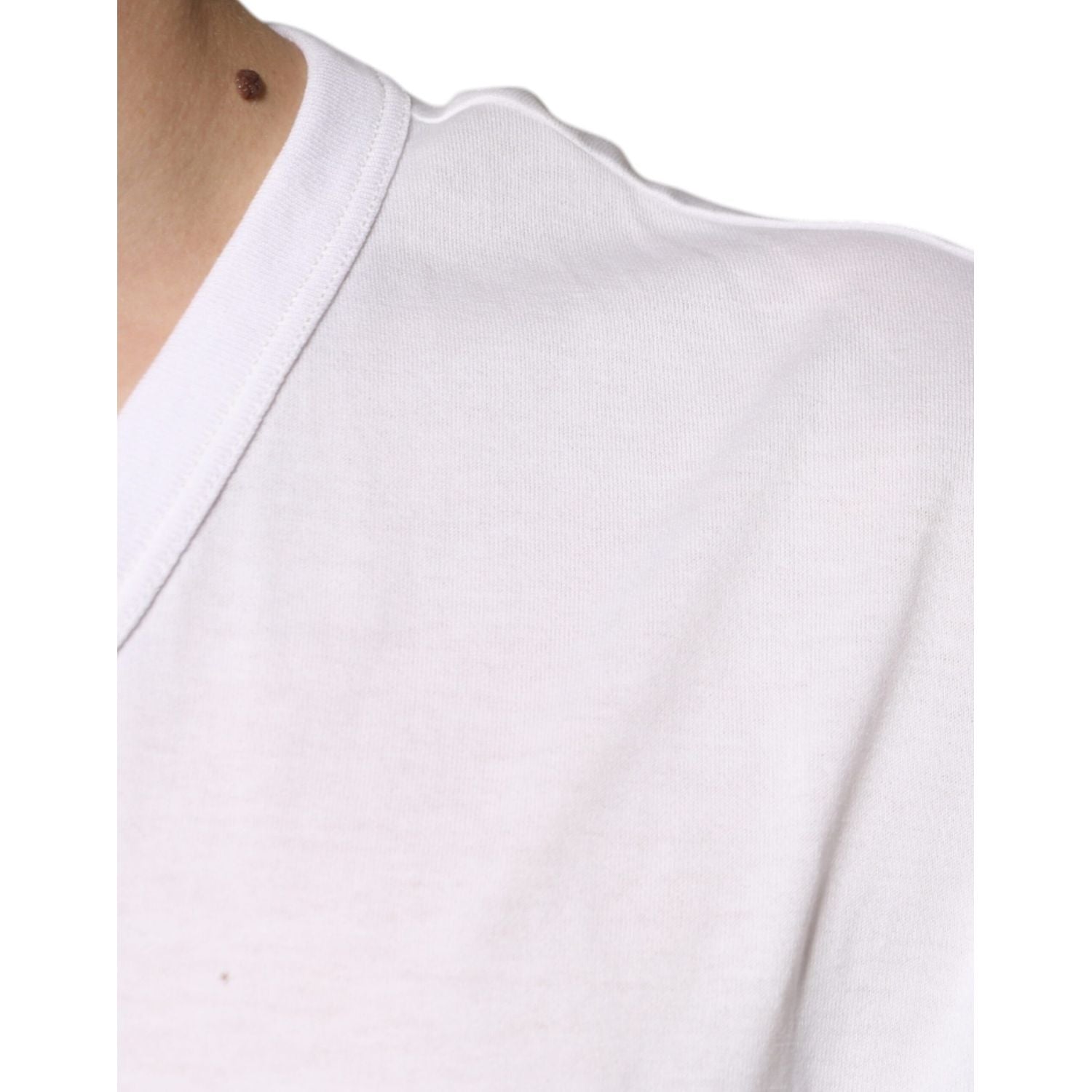 Dolce & Gabbana White Logo V-neck Short Sleeve T-shirt