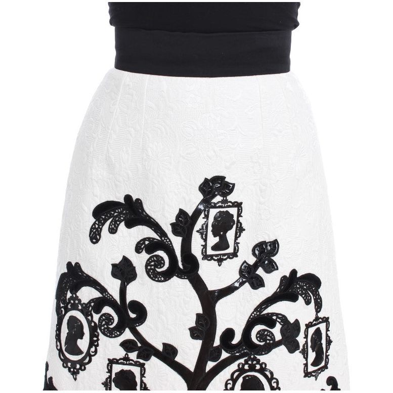 Elegant Floral Brocade High-Waist Skirt