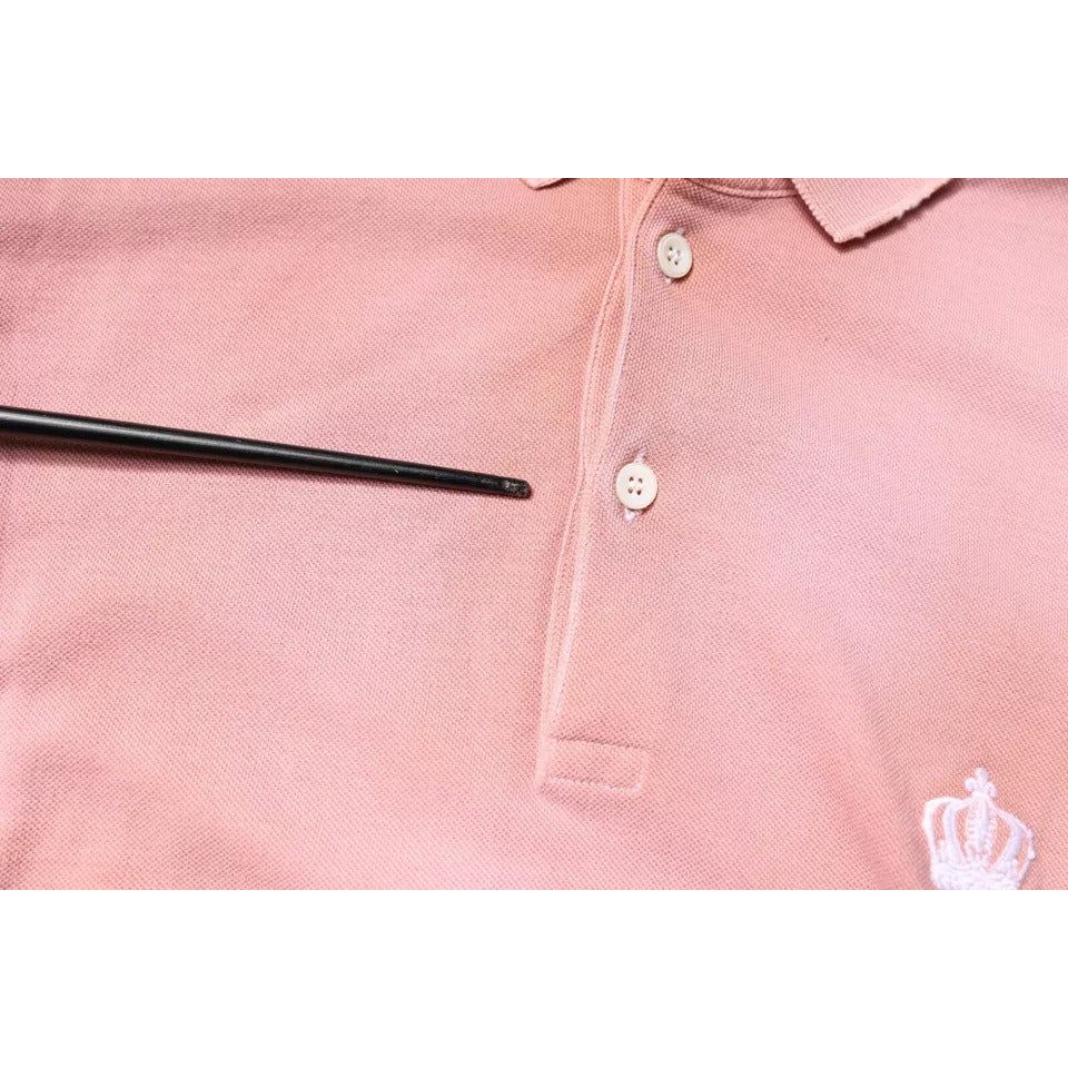 Dolce & Gabbana Pink Crown Collared Short Sleeve Polo T-shirt Dolce & Gabbana