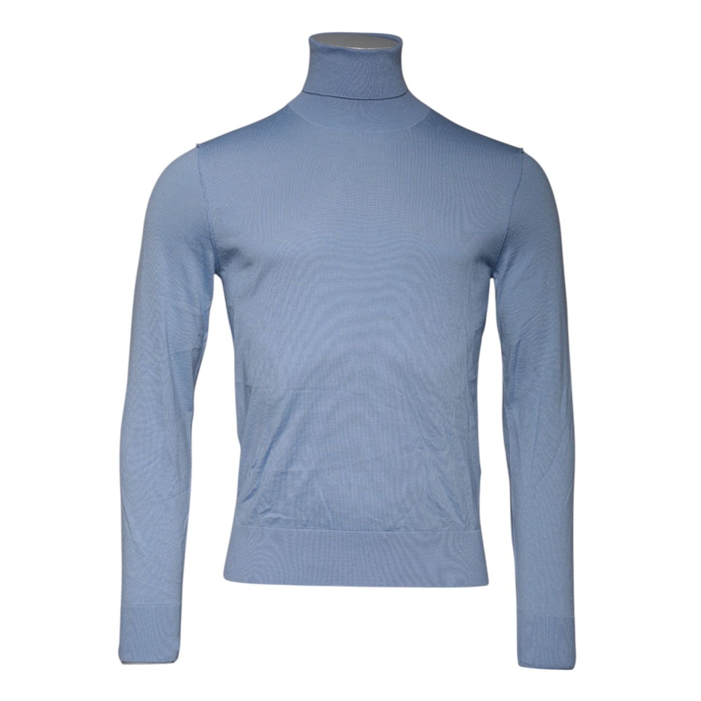 Dolce & Gabbana Light Blue Silk Turtleneck Pullover Sweater