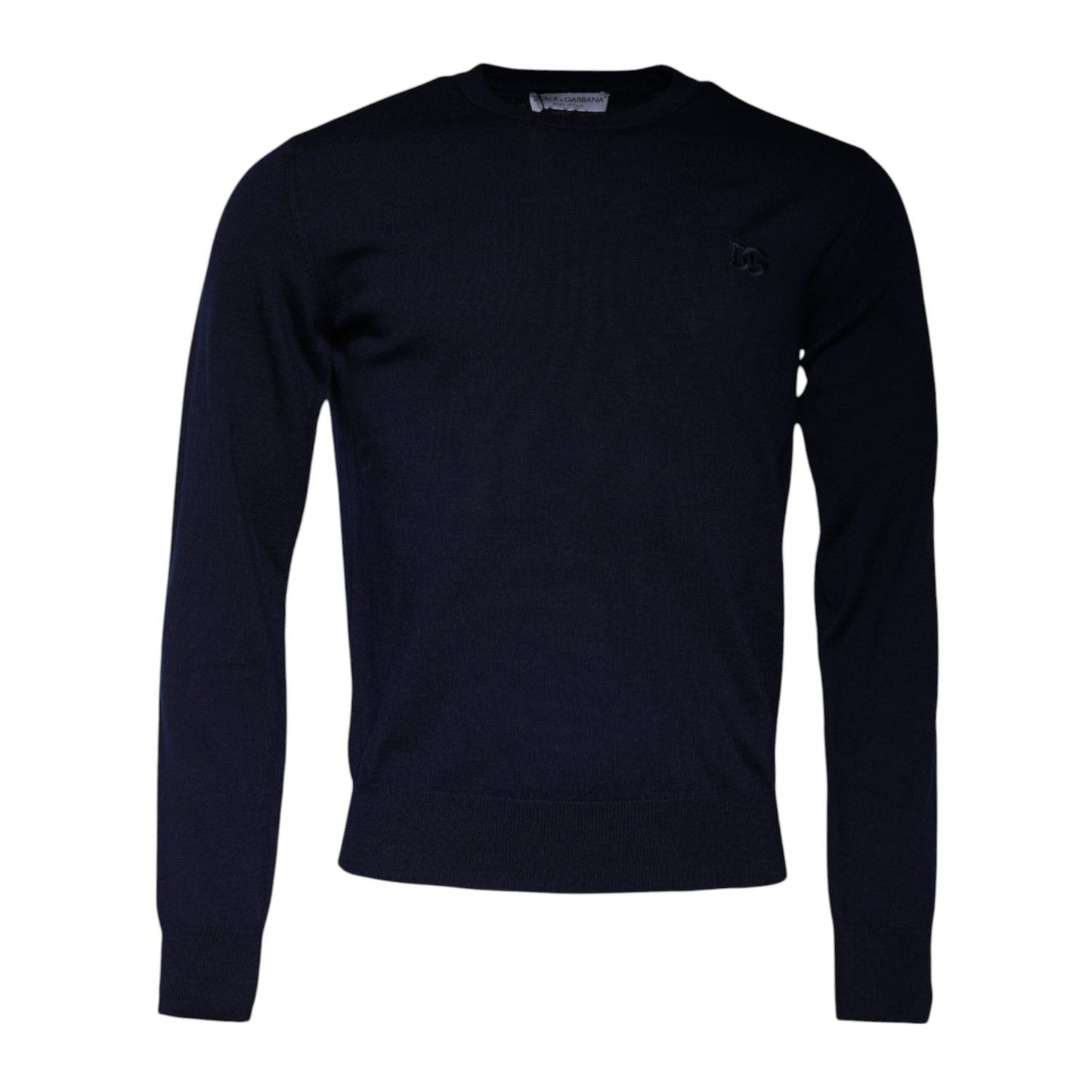 Dolce & Gabbana Blue DG Logo Wool Crew Neck Pullover Sweater Dolce & Gabbana