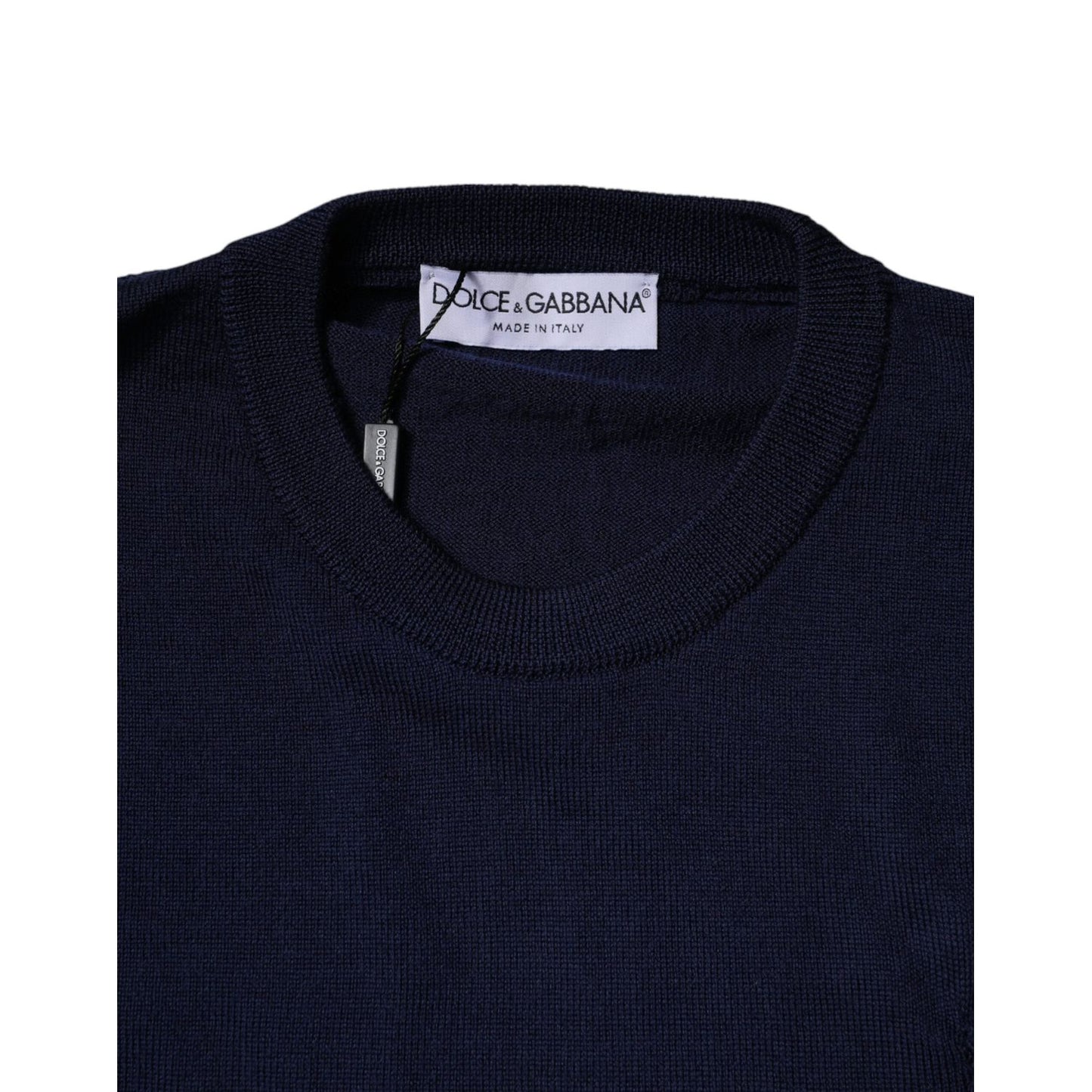 Dolce & Gabbana Blue DG Logo Wool Crew Neck Pullover Sweater Dolce & Gabbana