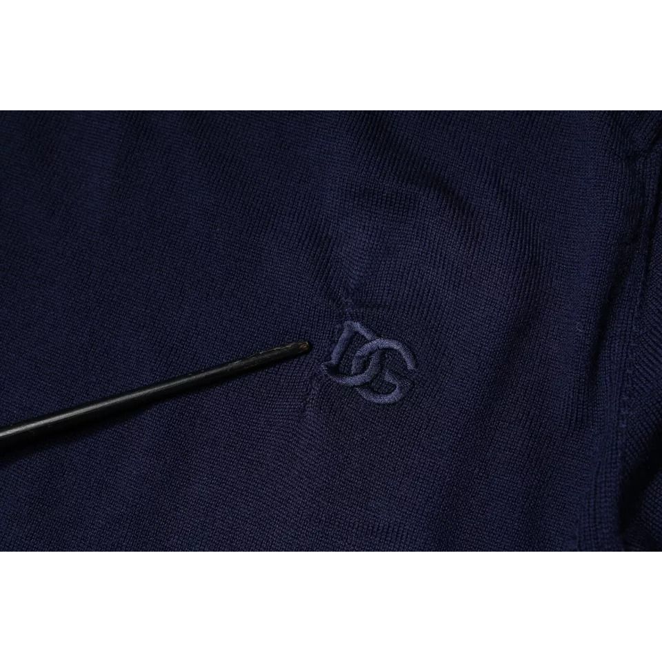 Dolce & Gabbana Blue DG Logo Wool Crew Neck Pullover Sweater Dolce & Gabbana