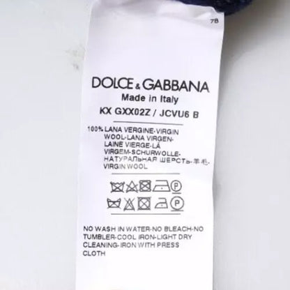 Dolce & Gabbana Blue DG Logo Wool Crew Neck Pullover Sweater Dolce & Gabbana