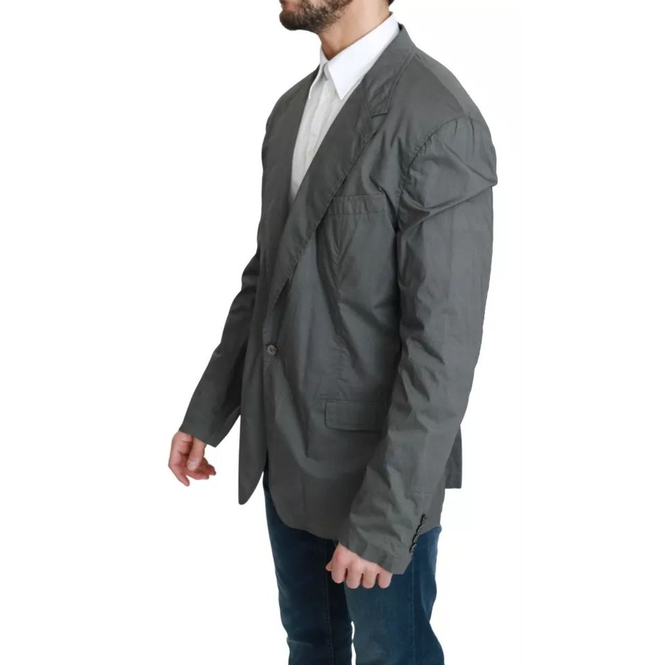 Dolce & Gabbana Gray Cotton Single Breasted Formal Blazer