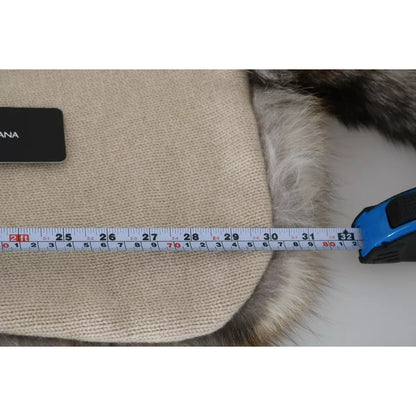 Dolce & Gabbana Brown Fox Tail Fur Shawl Neck Wrap Cover Collar Scarf