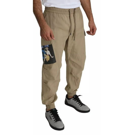 Dolce & Gabbana Beige Pin Up Print Cargo Pants Dolce & Gabbana