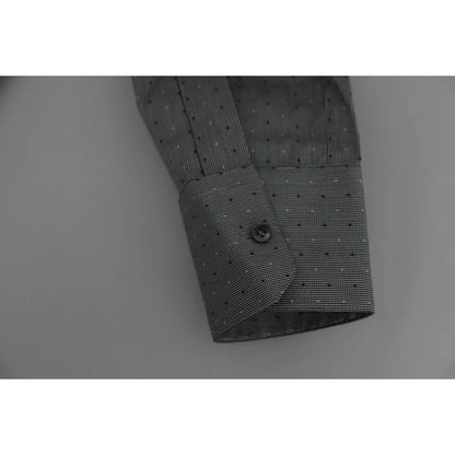 Dolce & Gabbana Gray SICILIA Dotted Semi Fitted Formal Shirt
