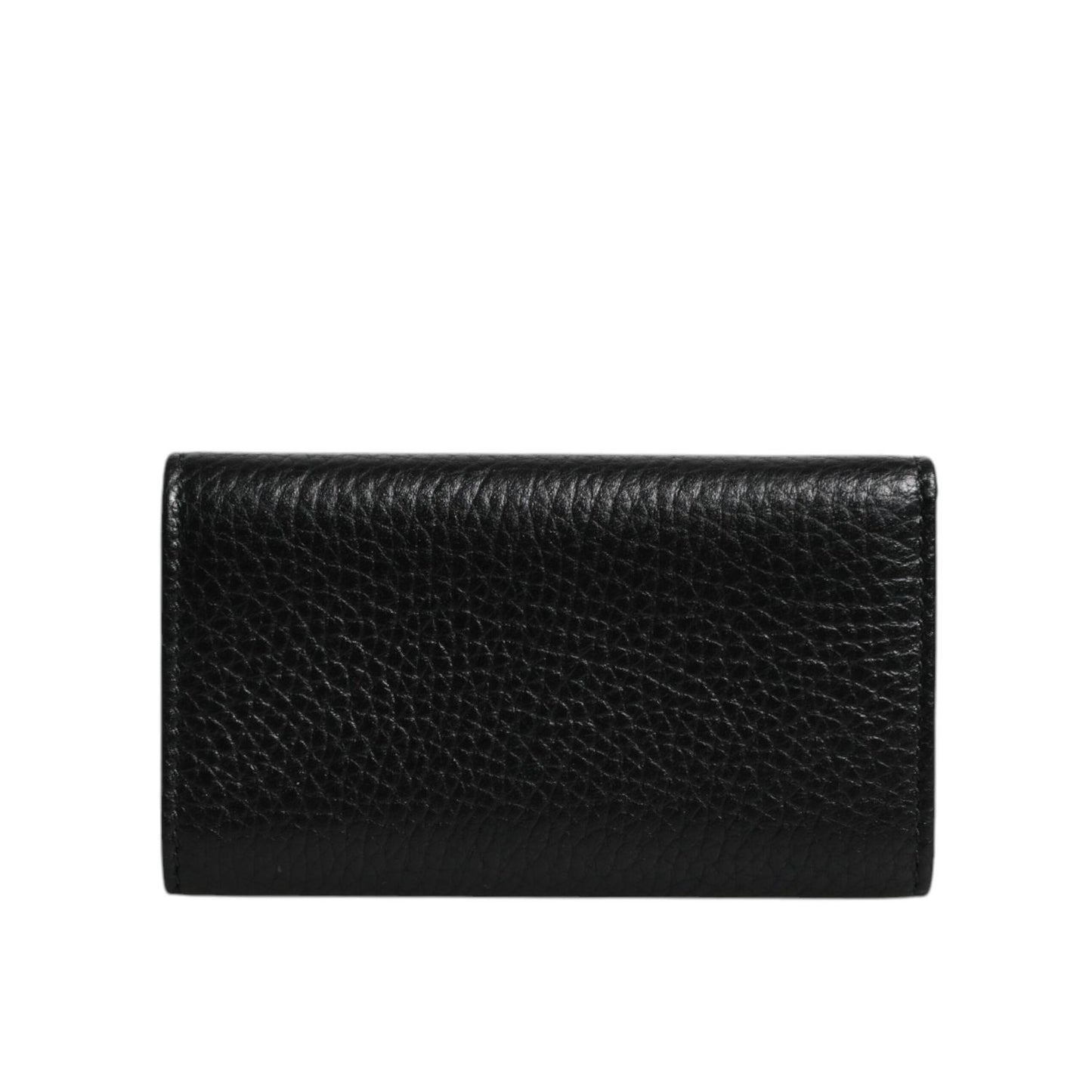 Dolce & Gabbana Black Leather Gold Metal Logo Plaque Trifold Keyring Dolce & Gabbana