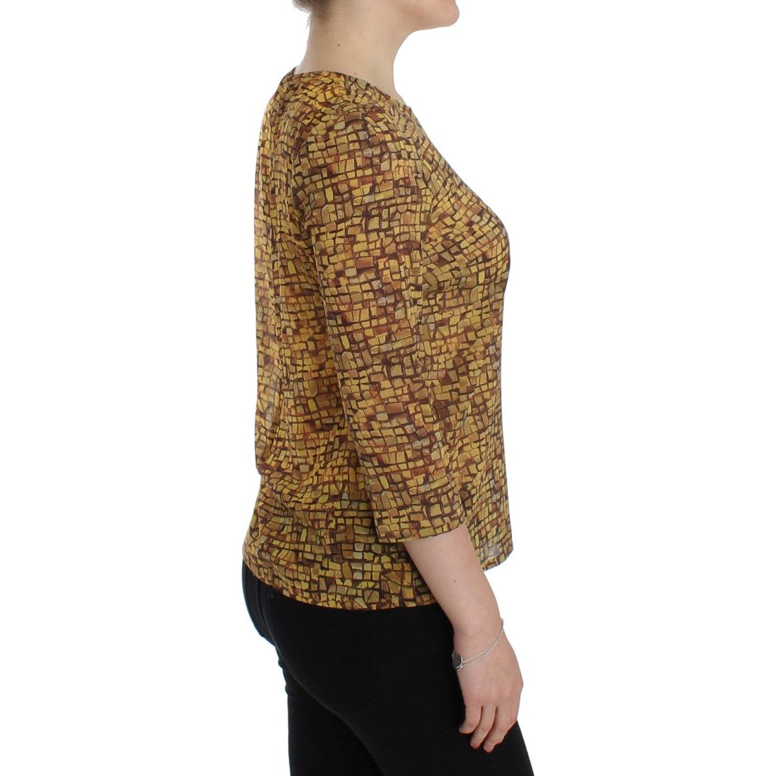 Dolce & Gabbana Sicilian Mosaic Print Silk Blouse multicolor-mosaic-print-silk-blouse-t-shirt