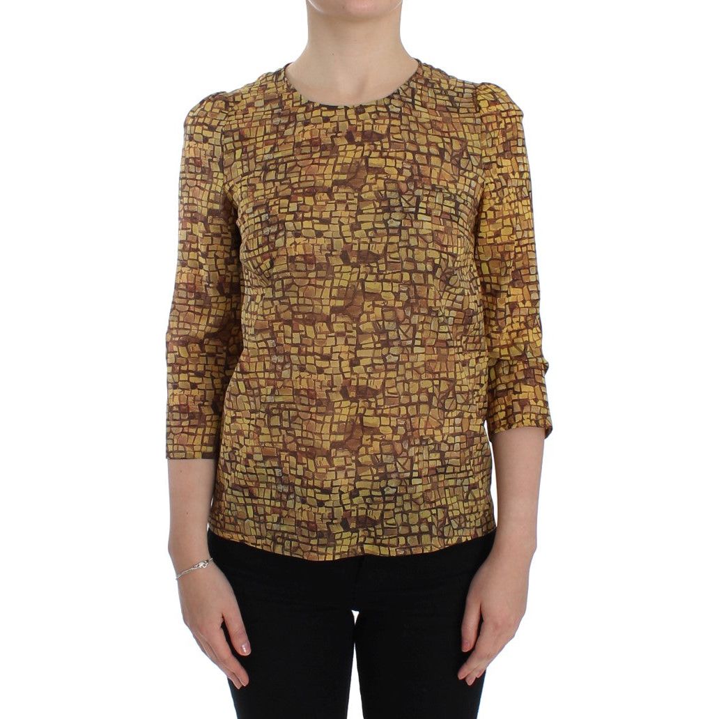 Sicilian Mosaic Print Silk Blouse