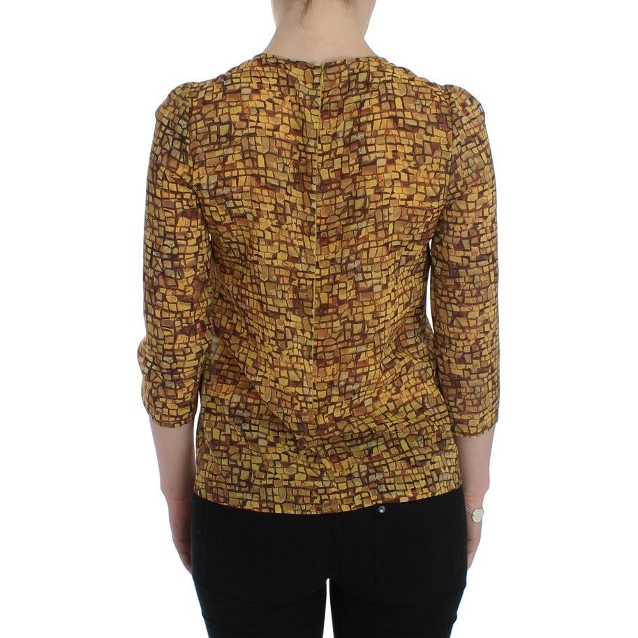 Sicilian Mosaic Print Silk Blouse