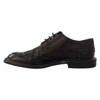 Dolce & Gabbana Black Perforated Leather Lace Up Derby Shoes