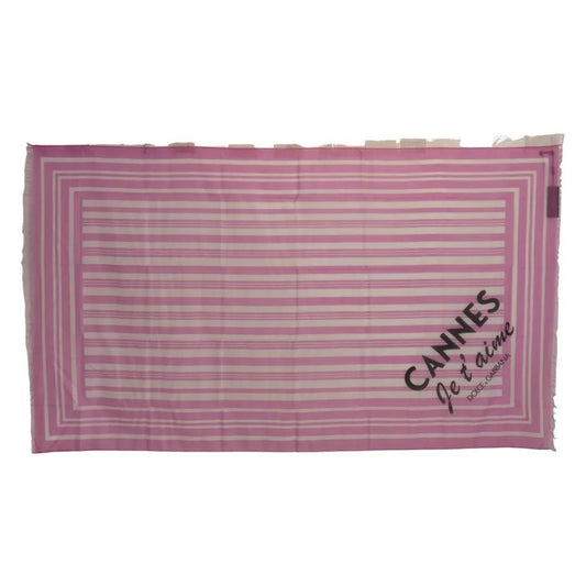 Dolce & Gabbana Pink White Striped Cotton Wrap Shawl Scarf Dolce & Gabbana