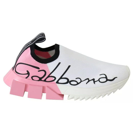 Dolce & Gabbana Pink White Logo Sorrento Sneakers Shoes