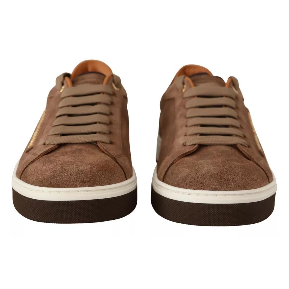 Dolce & Gabbana Brown Suede Logo Low Top Sneakers Men Shoes