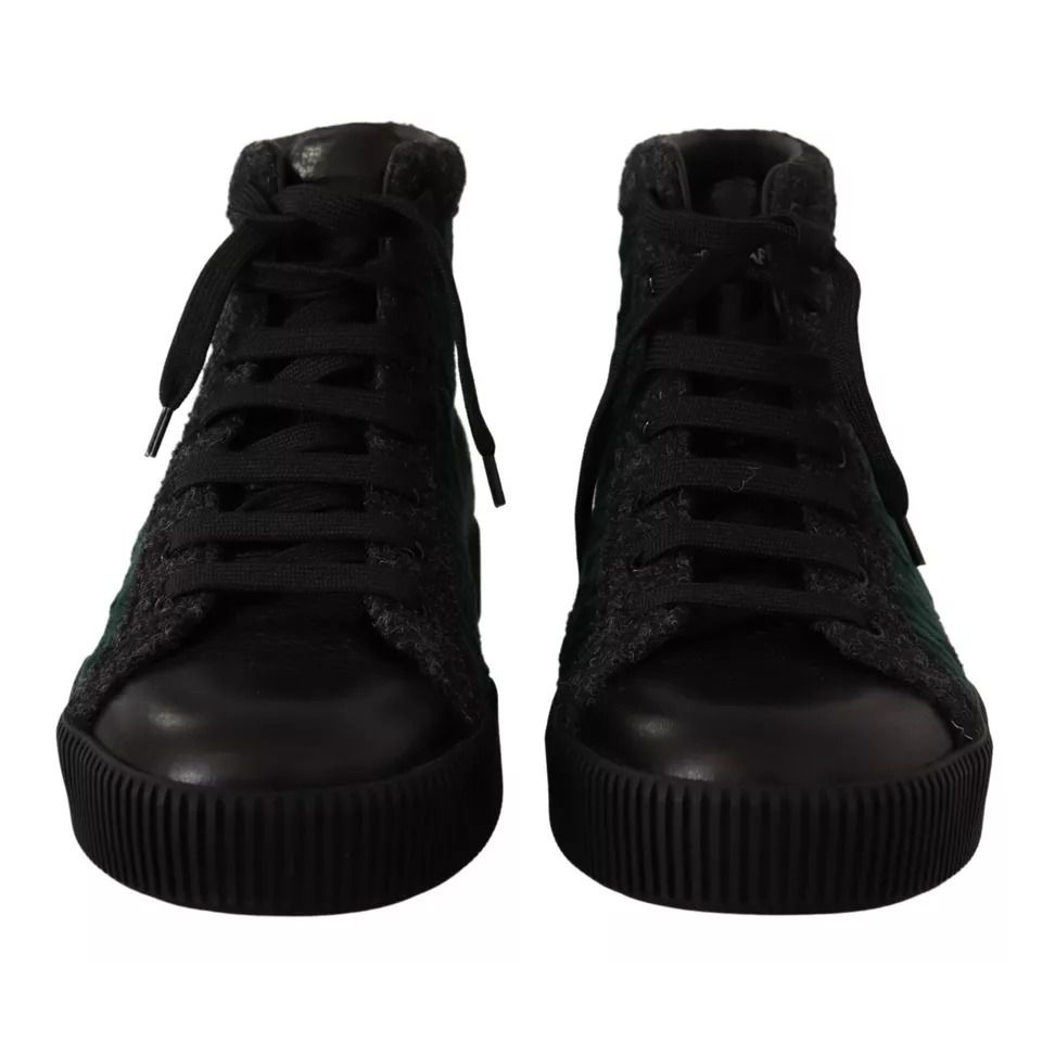 Dolce & Gabbana Green Corduroy High Tops Sneakers Mens Casual Shoes