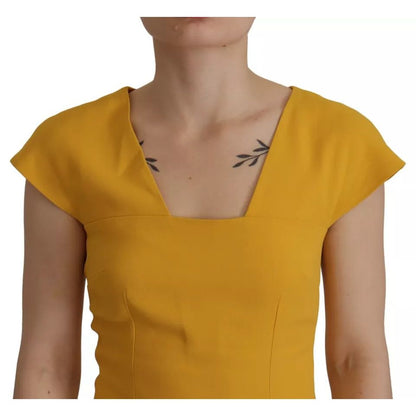 Dolce & Gabbana Yellow Viscose Sleeveless Sheath Midi Dress