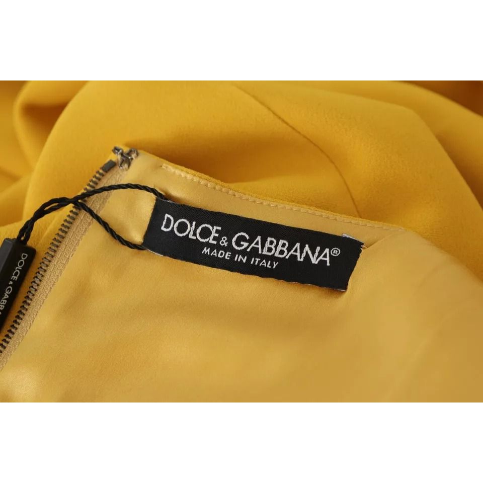 Dolce & Gabbana Yellow Viscose Sleeveless Sheath Midi Dress