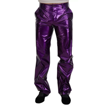 Dolce & Gabbana Purple Shining Men Casual Pants