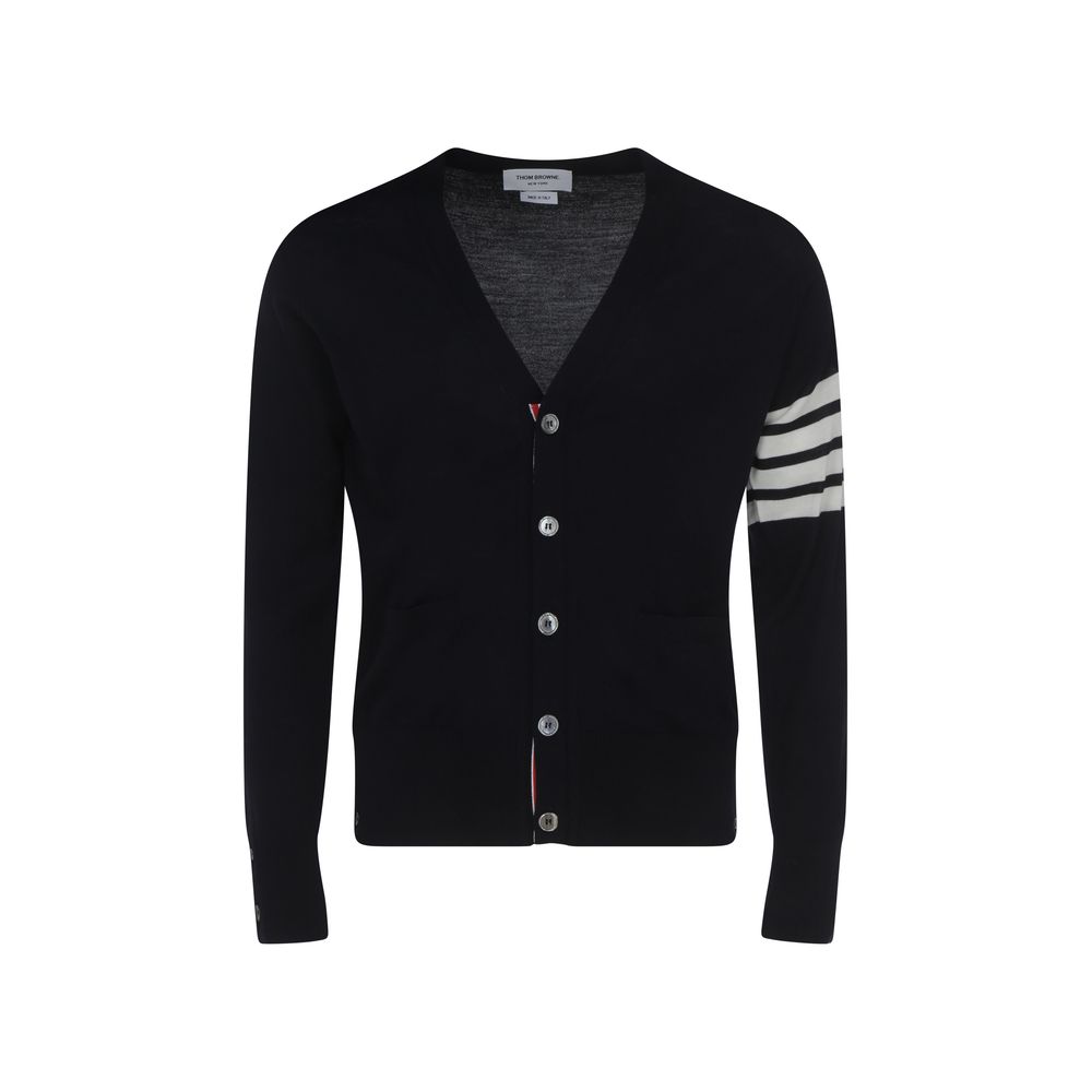 Thom Browne Blue Fleece Wool Cardigan Thom Browne