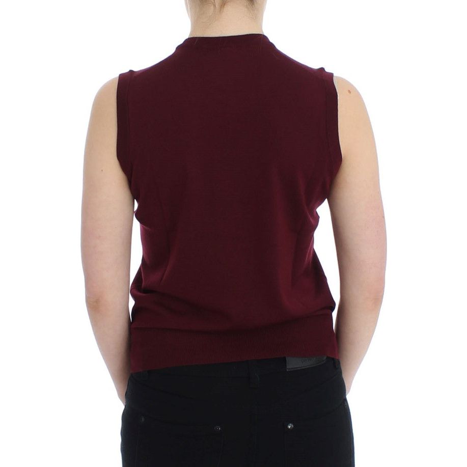 Elegant Red Wool Sleeveless Pullover Vest