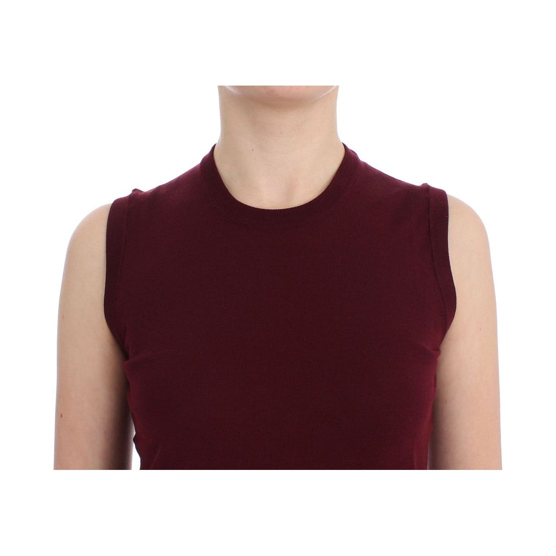 Elegant Red Wool Sleeveless Pullover Vest