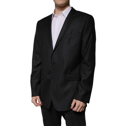 Dolce & Gabbana Black Stripe Wool Single Breasted Blazer