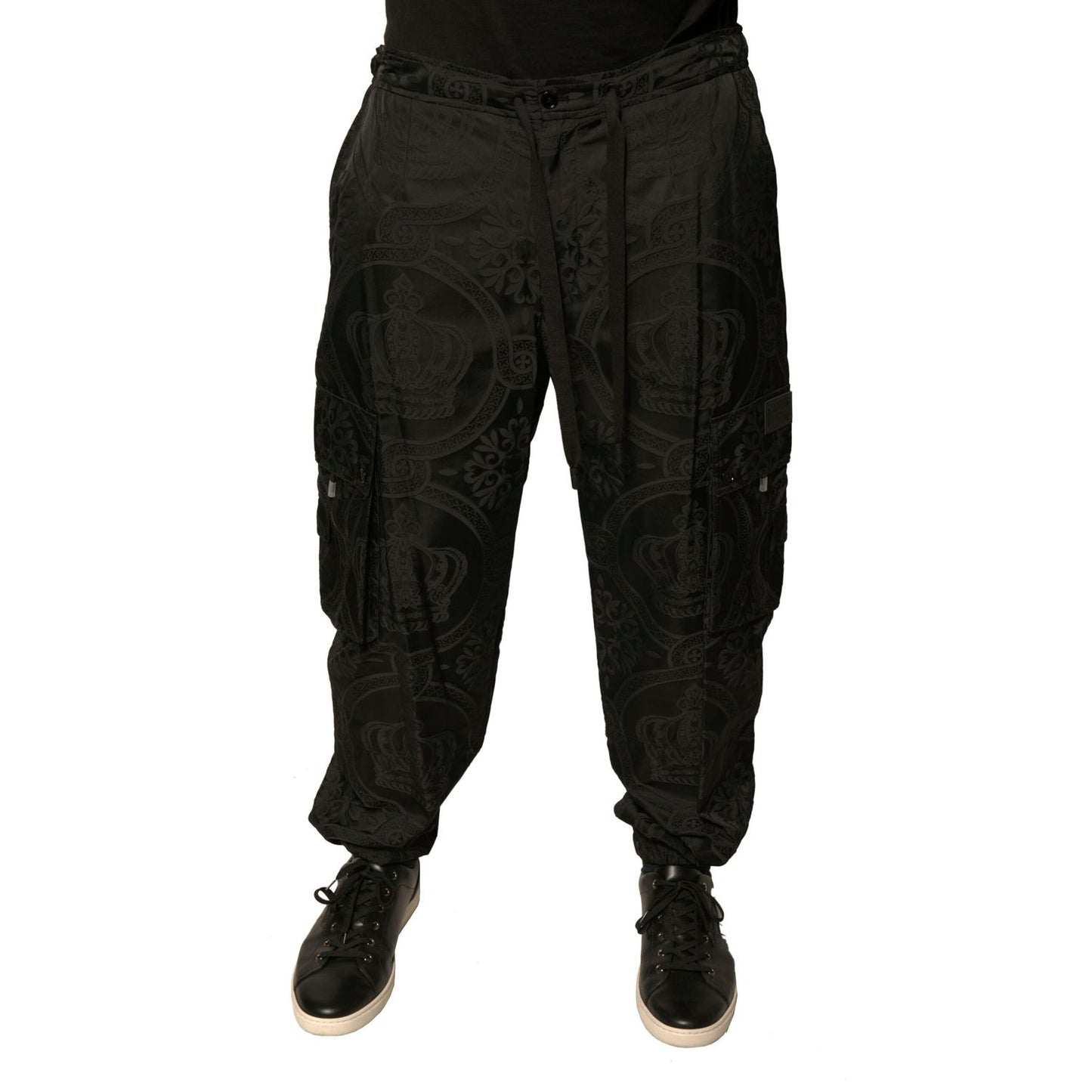 Dolce & Gabbana Black Crown Nylon Jogger Sweatpants Pants Dolce & Gabbana