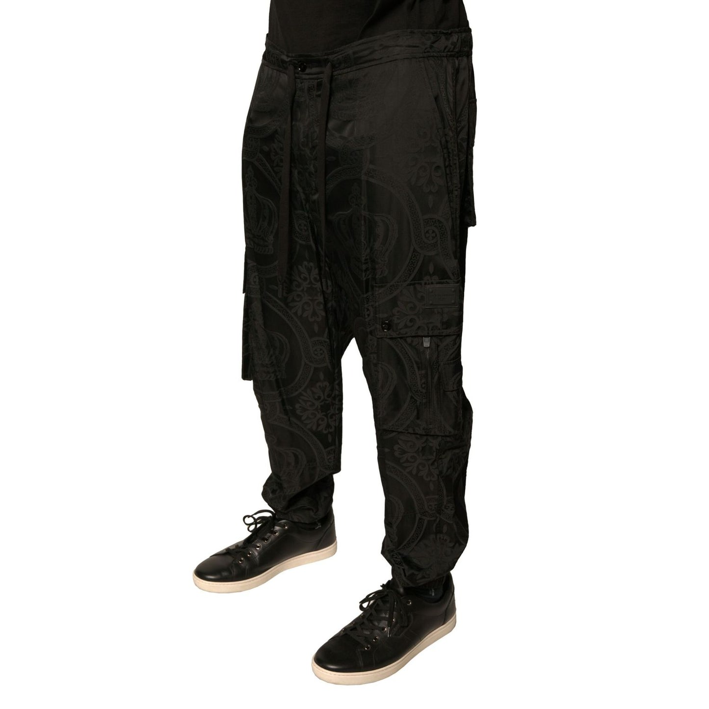 Dolce & Gabbana Black Crown Nylon Jogger Sweatpants Pants Dolce & Gabbana