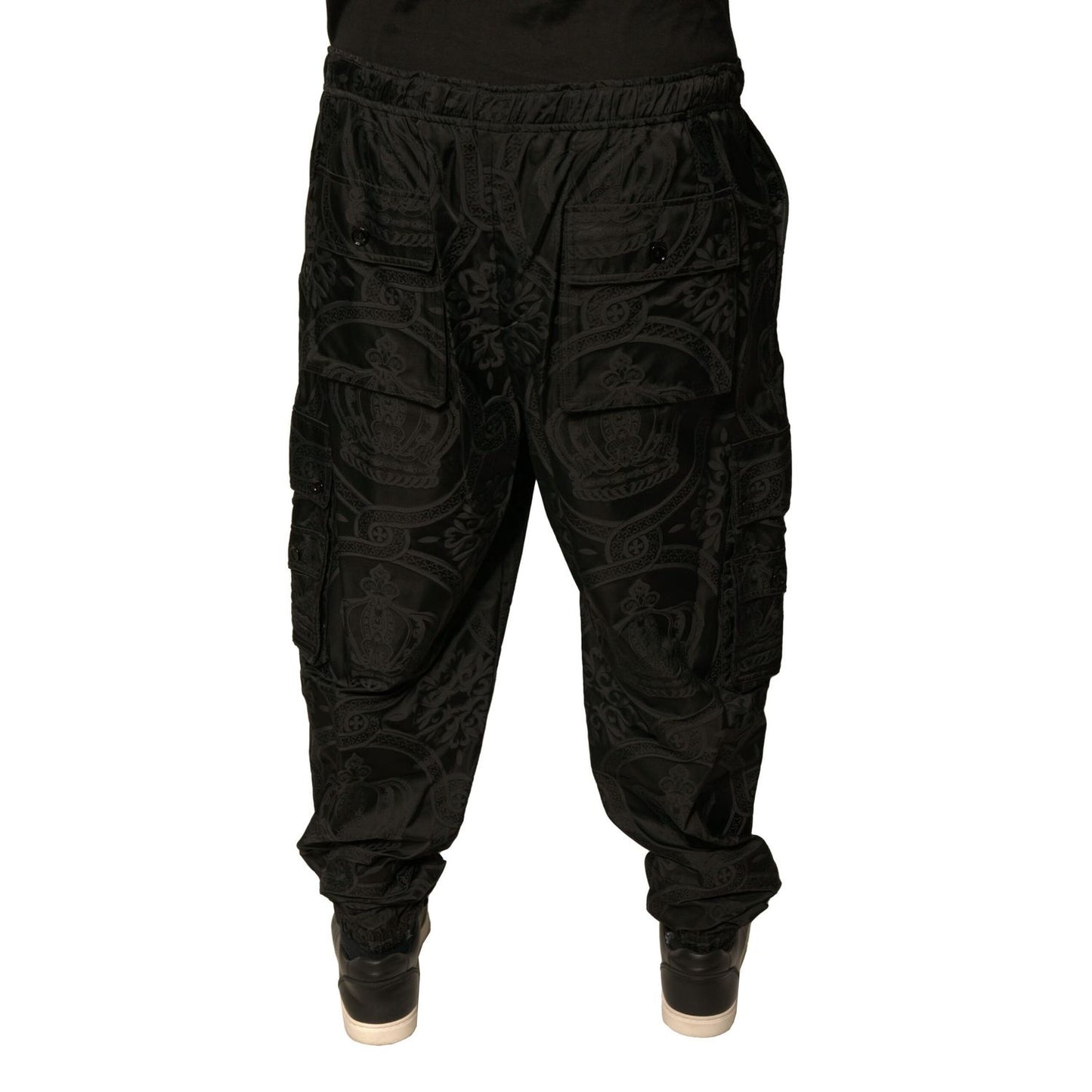 Dolce & Gabbana Black Crown Nylon Jogger Sweatpants Pants Dolce & Gabbana