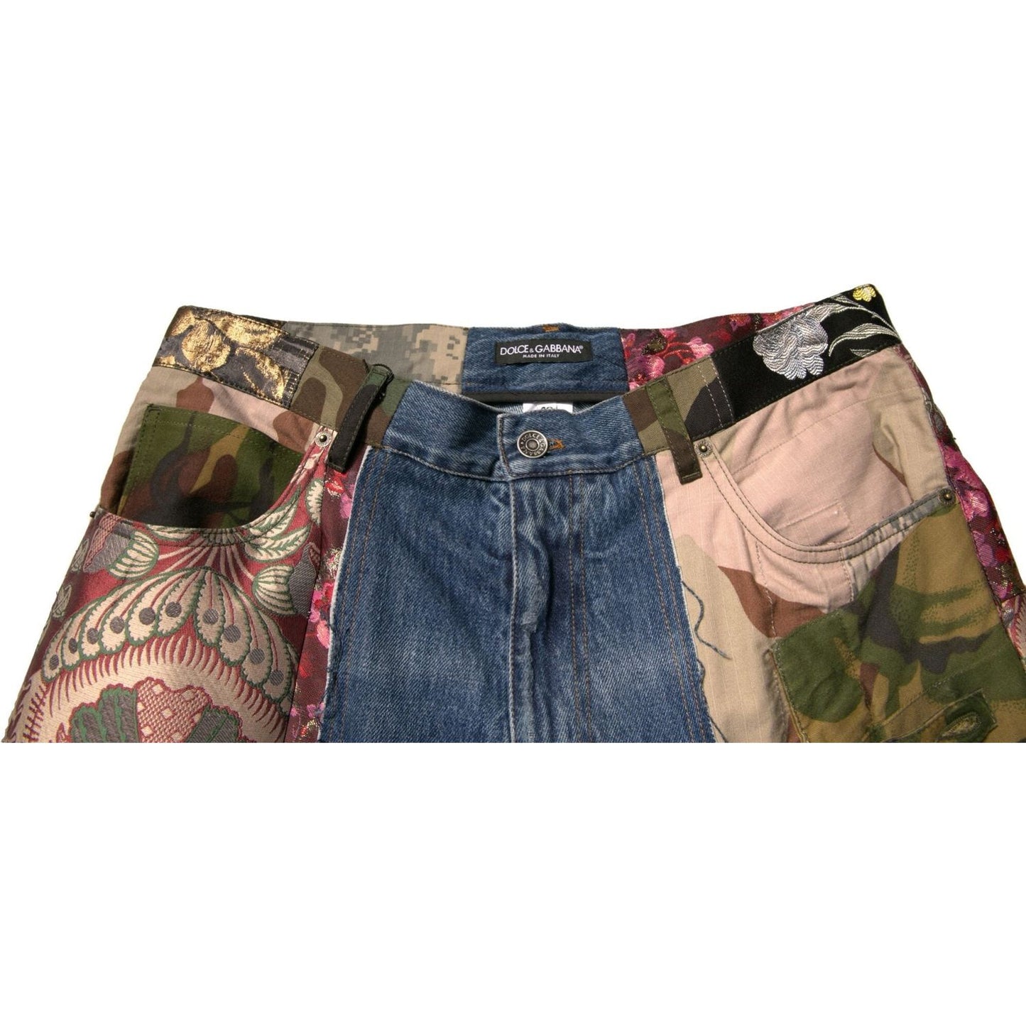 Dolce & Gabbana Blue Patchwork Cotton Straight Denim Jeans