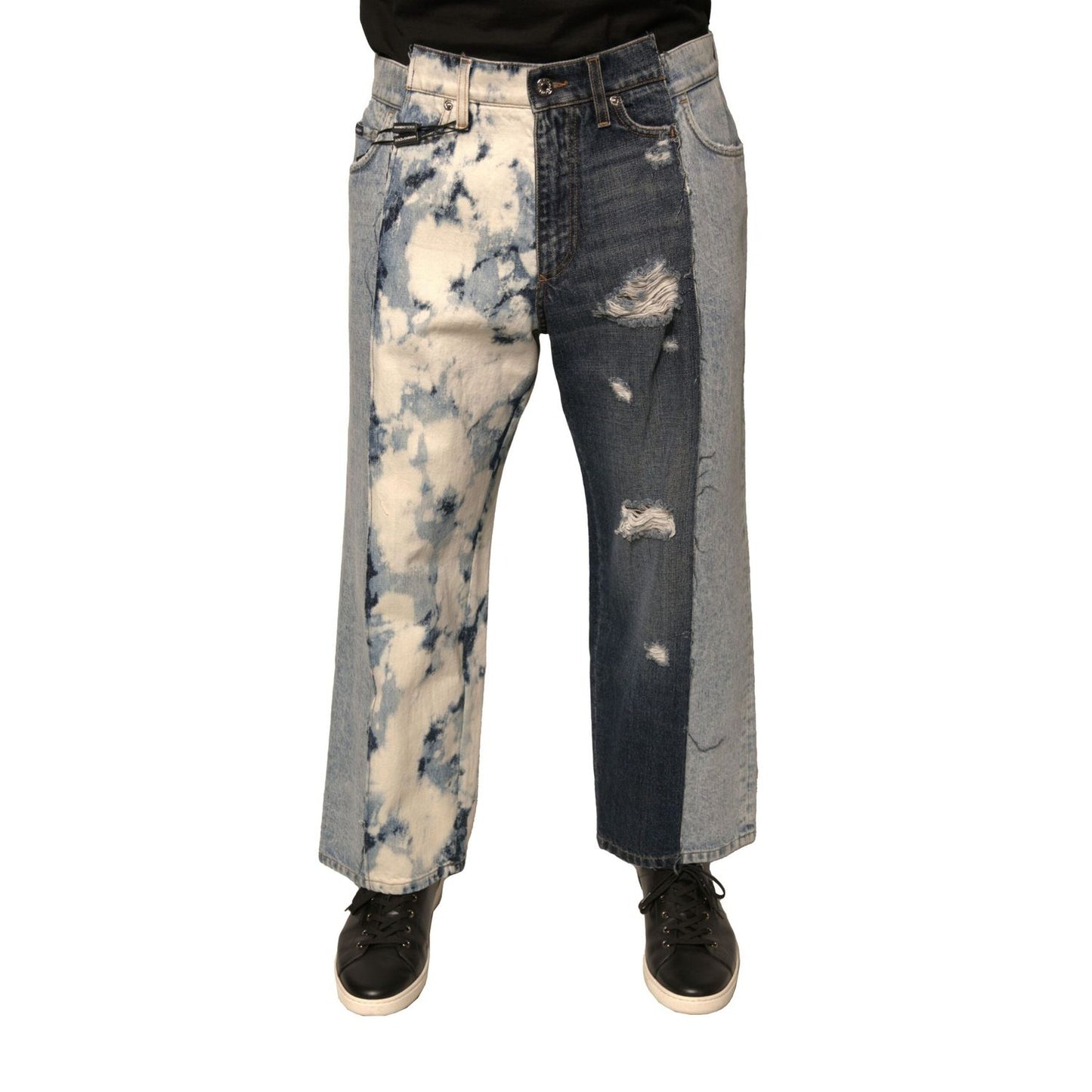 Dolce & Gabbana Multicolor Patchwork Cotton Straight Men Denim Jeans