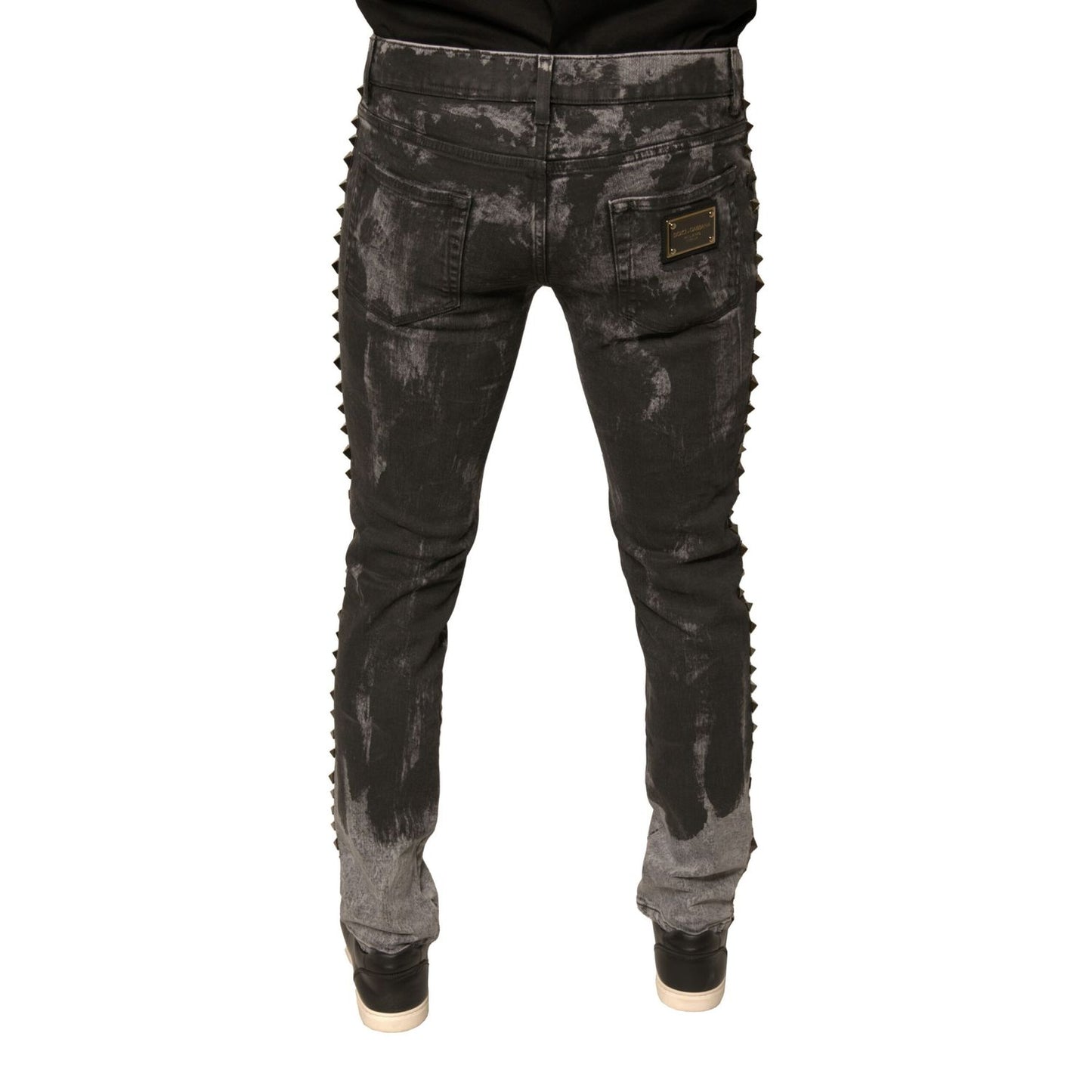 Dolce & Gabbana Gray Embellished Cotton Skinny Denim Jeans Dolce & Gabbana