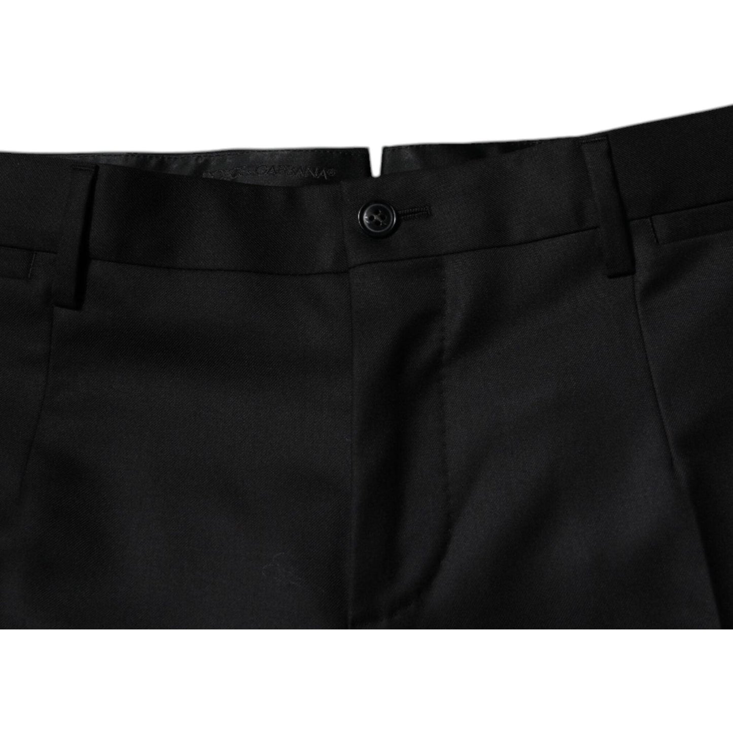 Dolce & Gabbana Black Wool Tapered Formal Dress Pants