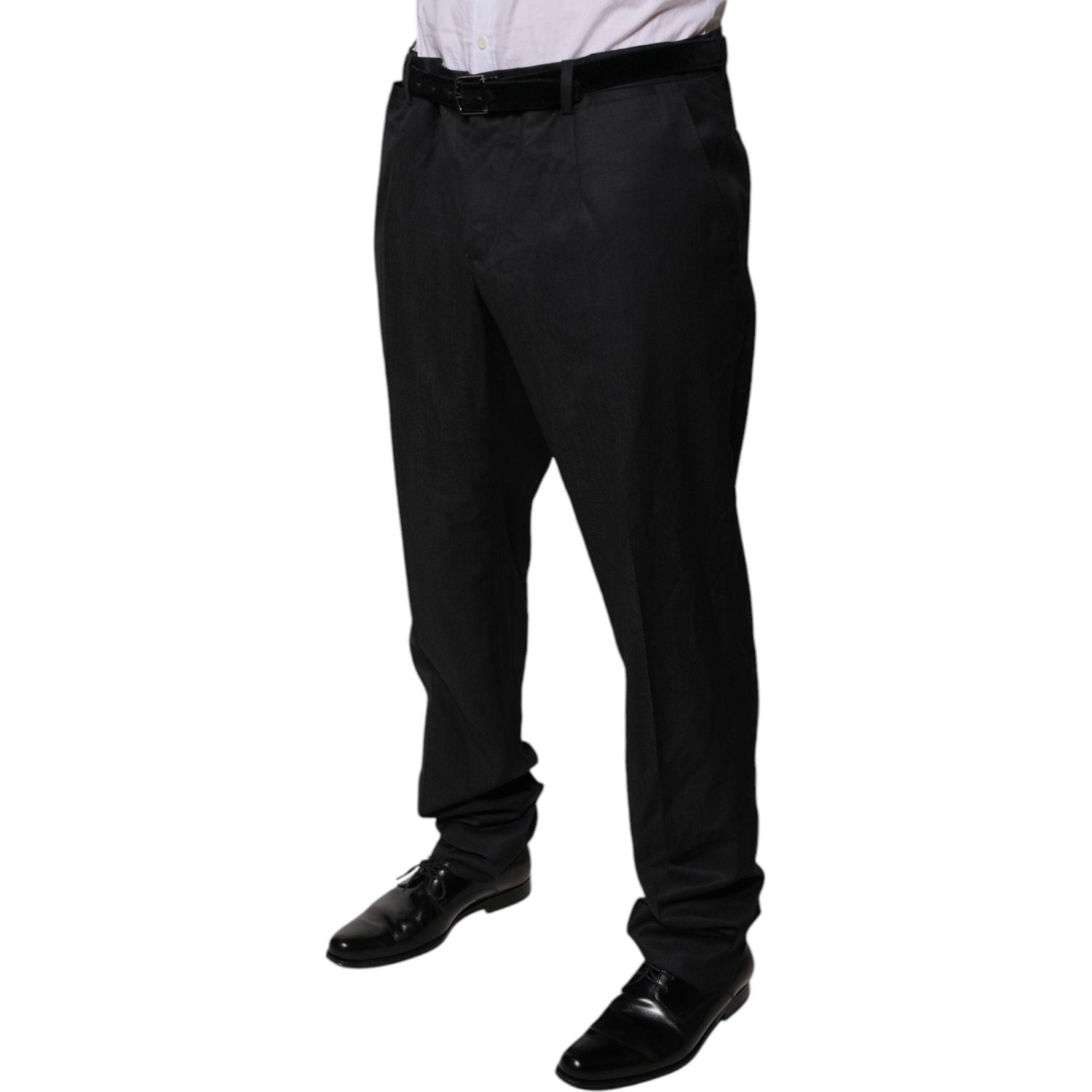 Dolce & Gabbana Black Wool Tapered Formal Dress Pants