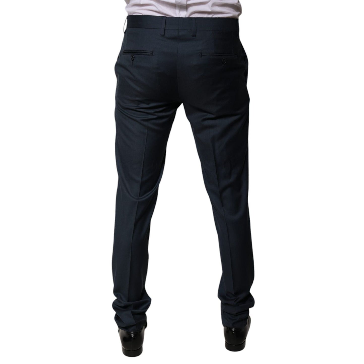 Dolce & Gabbana Blue Wool Tapered Formal Dress Pants