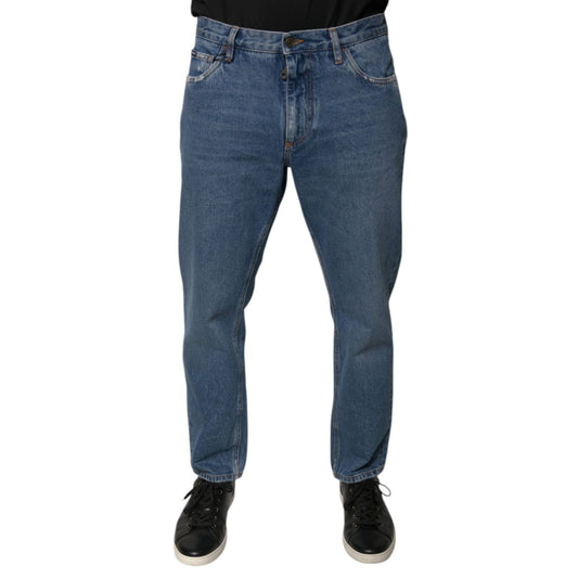 Dolce & Gabbana Blue Cotton Logo Men Loose Denim Jeans Dolce & Gabbana