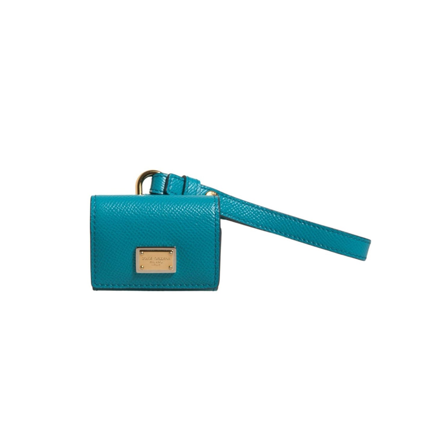 Dolce & Gabbana Green Logo Plaque Leather Gold Metal Strap Airpods Case Dolce & Gabbana