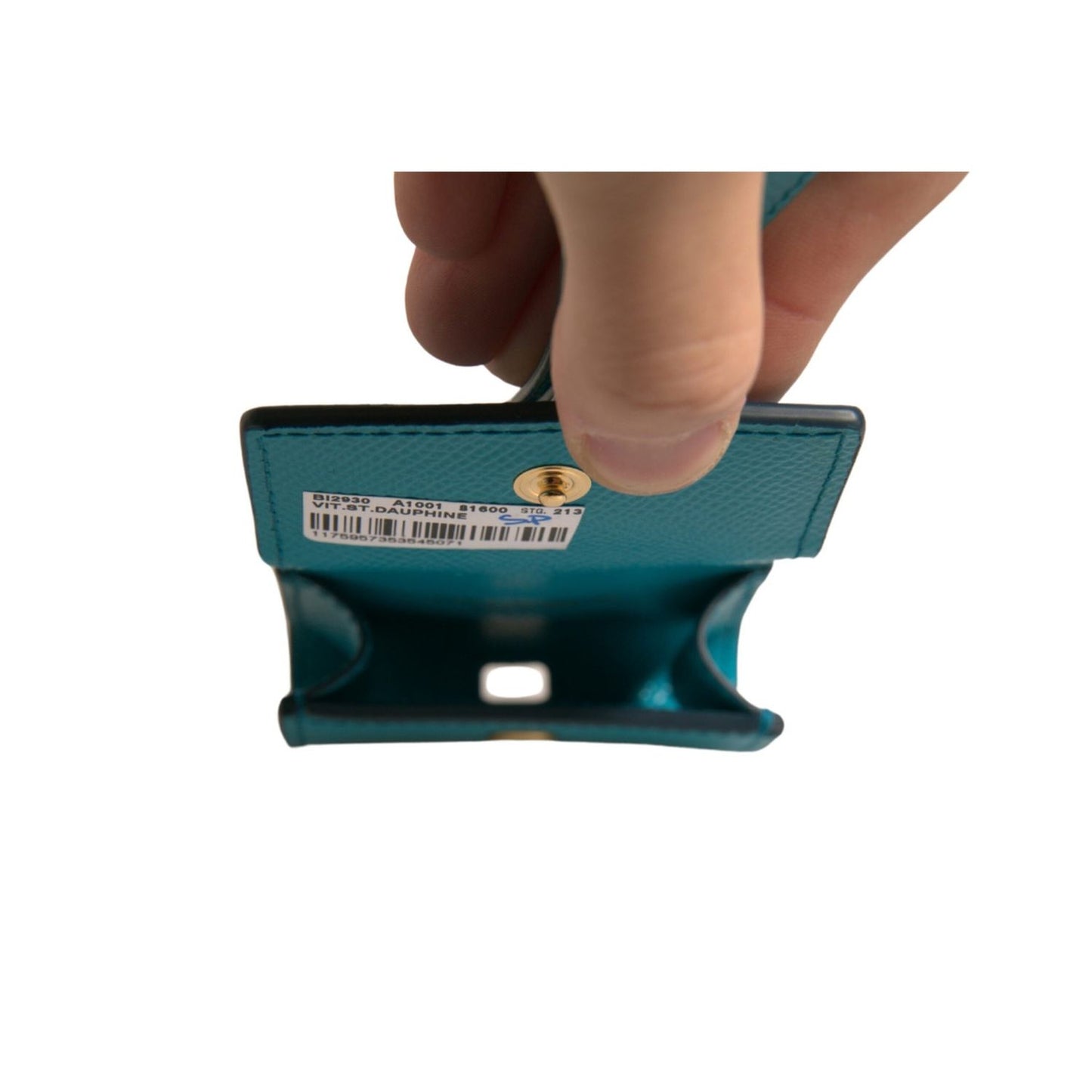 Dolce & Gabbana Green Logo Plaque Leather Gold Metal Strap Airpods Case Dolce & Gabbana