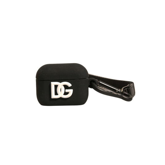Dolce & Gabbana Black Silicone Rubber Logo Embossed Airpods Case